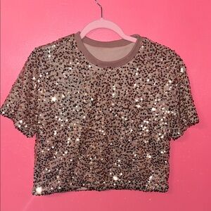 Sequin Embellished Gold Top